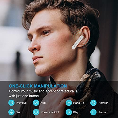 TECKNET Wireless Earbuds, True Bluetooth 5.0 Headphones Headset With 4 Microphones and Noise Reduction, 40H Playtime, IPX7 Waterproof, Charging Case for Work, Travel