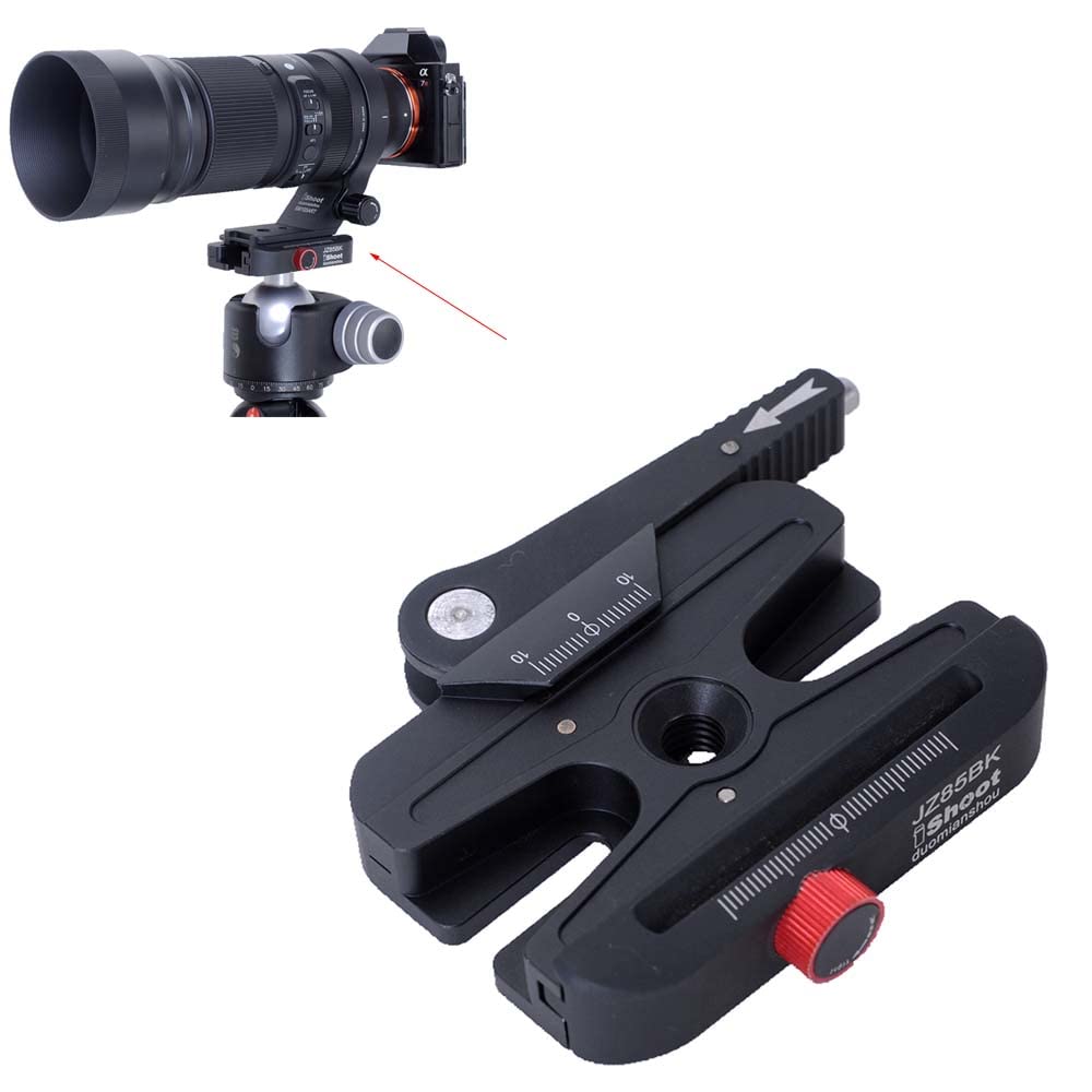 iShoot Long Lever Quick Self-Locked Clamp Adapter Quick Release Plate Converter Fine-Tuned by Knob, Compatible with Manfrotto 200PL Plate & Arca-Swiss