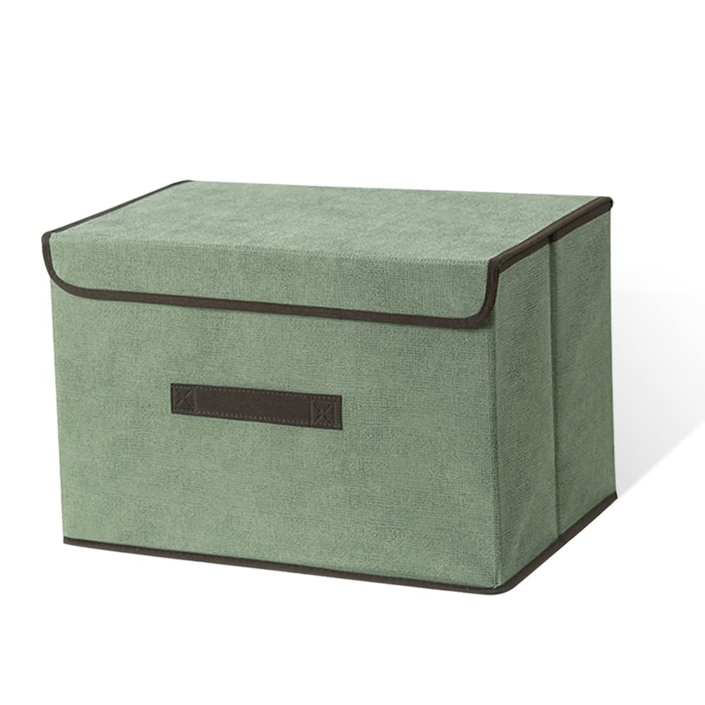 Lele Life Green Foldable Storage Box With Dustproof Lid And Handle, Foldable Storage Bin Collapsible Storage Organizer For Closet, Bedroom, Home,