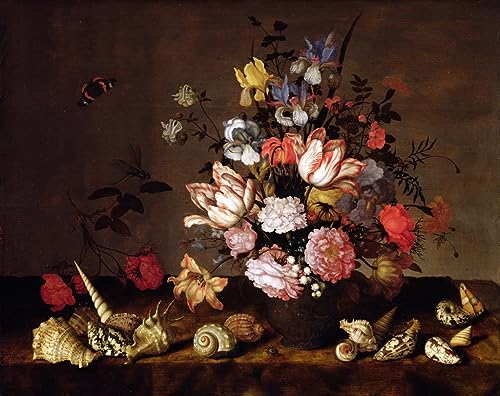 Tableau nature morte fleurs Balthasar Van Der Ast pour décoration chambre et salon chic