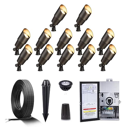 Gardenreet Solid Brass 12V LED Landscape Lighting Kit 300W