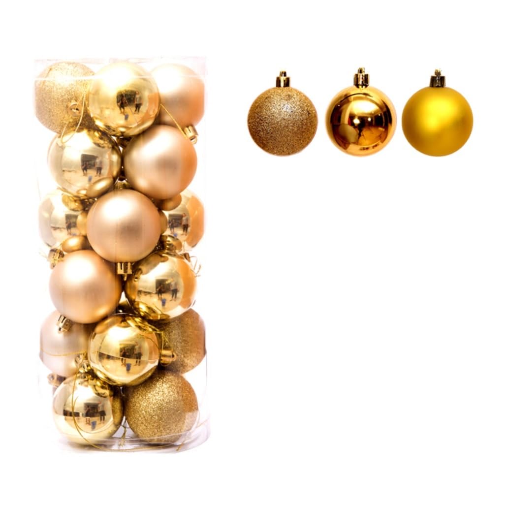 Palline di Natale, 24 Pezzi Di Ornamenti Per L'albero Natale, Palline Da Appendere, Set 8 Cm Per Palline di Natale Riutilizzabili(B)