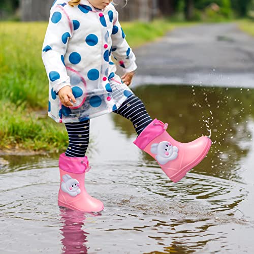 Toddler Bunny Rain Boots for Girls Rubber Boots Waterproof Lightweight Unisex Child Rainboots Mid Calf Faux Suede Boots3