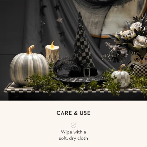Image of MACKENZIE-CHILDS Resin Pumpkin, Mini, Gray-and-White Sterling Check