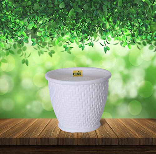HINS 12 Inch Candy Pot Set of 10 For Indoor And Outdoor Gardening (White, 10) Gamla For Garden 12 Inch I 12 Inch Pots For Plants I Pots For Plants I Succulent Pot Empty I Plastic Tub For Gardening I Flower Pots For Garden Big Size 12 I Falawar Pot For Garden I Fiber Gamla I Plastic Pot I 12 Inch Pot I Flowwr Pot I Flowee Pots