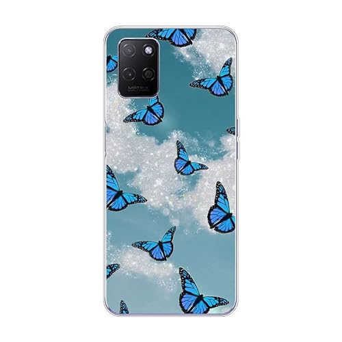KARTXITAI Case Compatible with V11s 5G/V11,Shockproof Slim Thin Silicone Protective Anti-Fingerprint Anti-Scratch Anti-Fall Phone Cover - Blue Butterfly
