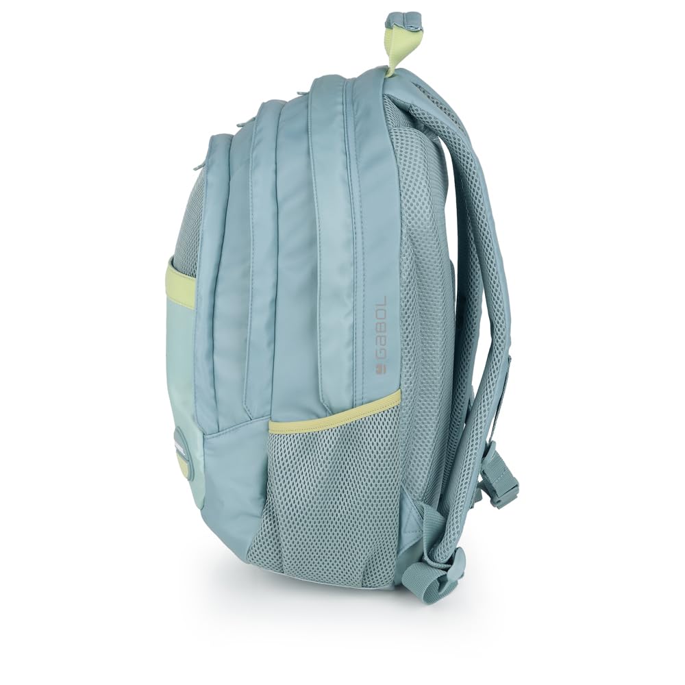 Gabol - Mochila Escolar de 3 Compartimentos 32x44x18 cm Whisper con Espalda Ergonómica de Rejilla, Funda para Portátil 15,6'' y Base Reforzada - Verde Menta