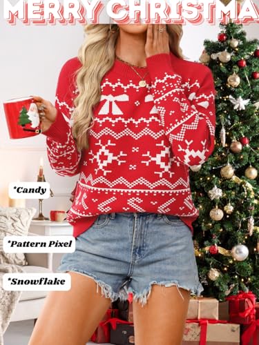 Christmas Sweater for Women, Funny Pixel Crewneck Holiday Outfits - Image 2