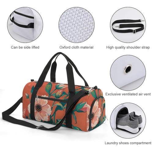 Gym Bag for Men Women Travel Duffle Bag Exquisite Floral Carry On Weekender Bag with Shoe Compartment3