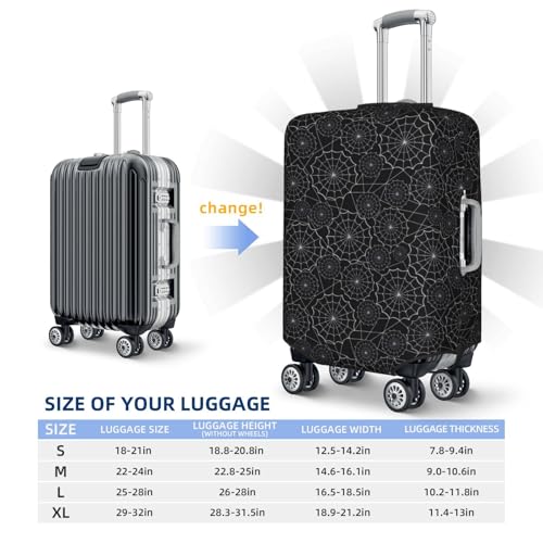 Spider Web Black Print Luggage Cover For Suitcase,Washable Elastic Travel Suitcase Protector With Zipper Closure And Bottom Buckle – Fits 18-32" Luggage-Small4