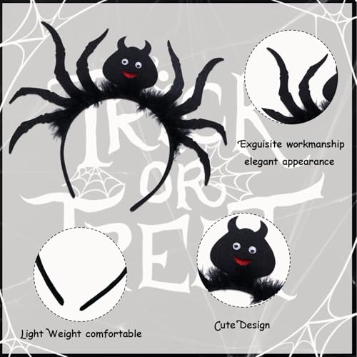 kiimiipa Halloween Spinnen Haarreif,Haarschmuck Mit Spinnen,Halloween Party Zubehör Kostüm für Halloween,Halloween Party Maskerade Cosplay Kopfschmuck Dekoration für Kinder,Damen & Heren (Spinnen)