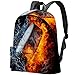 TIZORAX Casual Zaino da donna Hockey Puck In Fire and Water Borse da scuola grandi Zaino Daypack per escursioni di viaggio