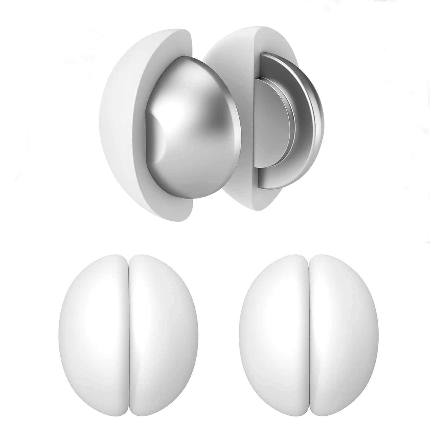 Shower Curtain Weights, Heavy Duty Magnetic Weights at Bottom with Anti-Rust Silicone Coating, Prevent Curtain Blowing in the Wind, Suitable for Flags Curtains (3 Pairs, White)