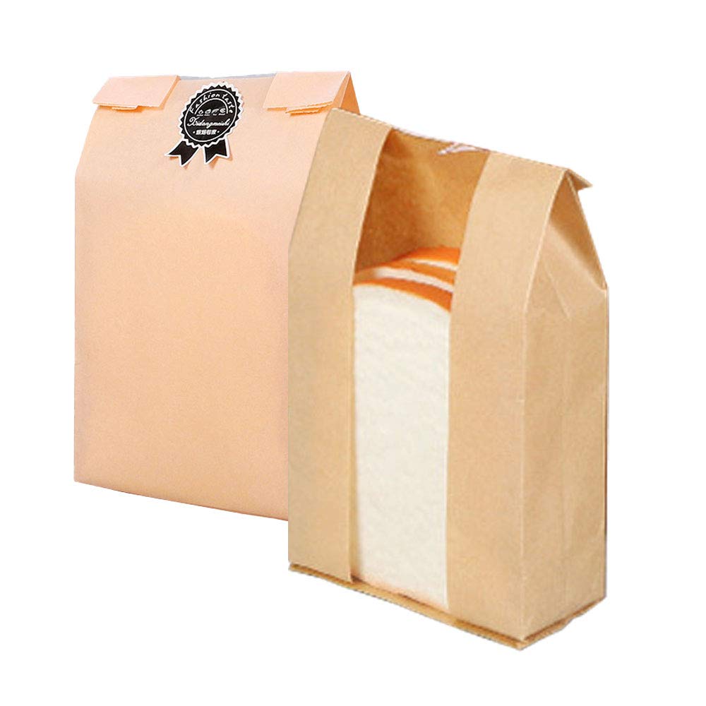 Paper Bread Loaf Bags with Window,Kraft Food Packaging Storage Bakery
