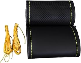 Lenkrad bezug Universeller 38 cm langer Lenkradbezug aus perforiertem Mikrofaserleder fürs Auto, Handstich-Set mit Nadelfaden, verschleißfest, ro&bust