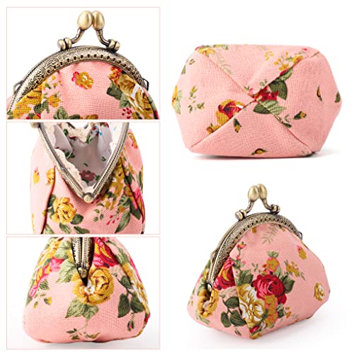 Oyachic Printed Coin Purse Vintage Pouch Buckle Clutch Bags Kiss-Lock Change Purse Floral Clasp Closure Wallets For Women #TOP1