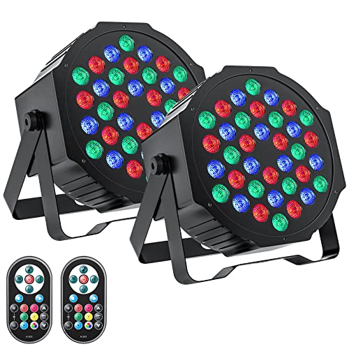 U`King LED Par Lights DJ Stage Light Corded RGB 36 LED with Sound Activated Control DJ Uplighting for Wedding Party Club Christmas Stage Lighting (2 Packs)