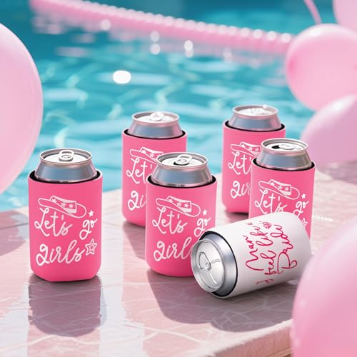Image of 12 Pack Bachelorette Party Can Cooler Sleeves Bridal Shower Party Supplies Favors Decors, Bride Neoprene Insulated Can Sleeves for Bridesmaid Gifts (2026, 12 oz Standard, Pink)