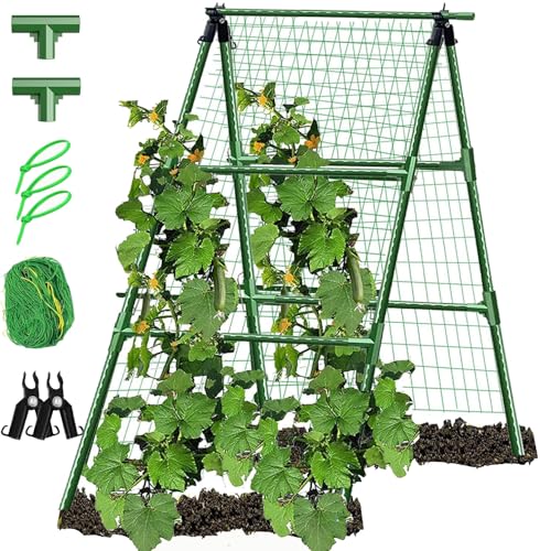 JK-GMTE A-Frame Metal Garden Trellis Set for Raised Bed...