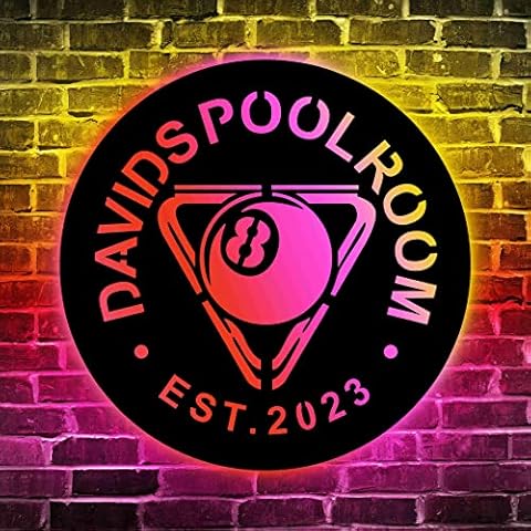 Personalization Pool Room Decor, Billiard Room Sign with Remote Control, Billiard Room Wall Art, Billiard Room Decor, Pool Room Neon, Pool Room Led Sign, Custom Billiard Sign Cover