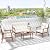 Tangkula 4 Piece Outdoor Conversation Set, Acacia Wood Sofa Set with Soft Seat & Back Cushions, Rectangle Coffee Table Patio Wood Furniture Set for Backyard, Poolside, Garden (1, Off White)