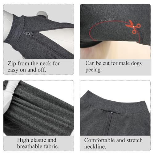 Cyponpy Hundebody Nach Op mit Reißverschluss Op Body Hund Kastration Hündin Rüde Operationsbody Hund Medizinischer Body für Hunde Leckschutz Hundebody Wundschutzanzug für Hunde Einteiler
