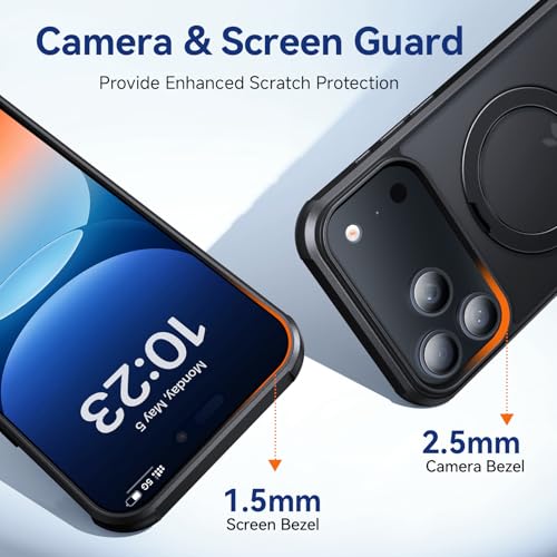 Peerock 360 Spin Magnetic Stand (Pro-Version) for iPhone 17 Pro Max Case (Compatible with MagSafe) [Military Drop Protection] Matte Translucent Shockproof Protective Phone Case 6.9'', Black - image 6