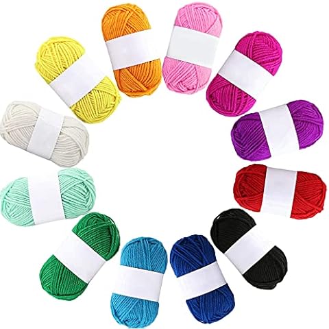 Wendergo 12x 10g Acrylic Yarn Knitting Wool Crochet Yarn, Ideal for Beginners, Kids Crafts, Small Projects Cover