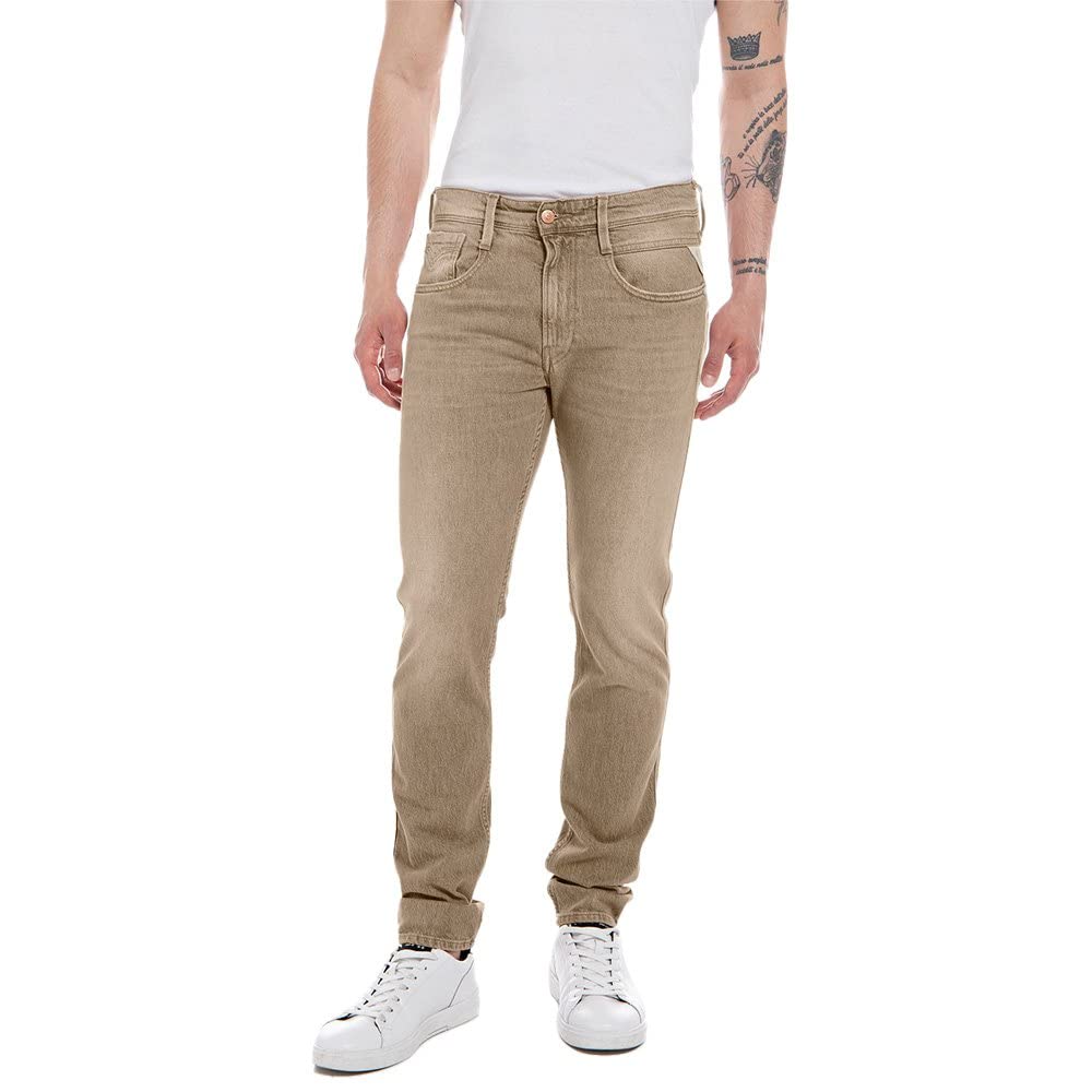 Replay Herren Jeans Anbass Slim-Fit, Desert 613 (Beige), 27W / 30L