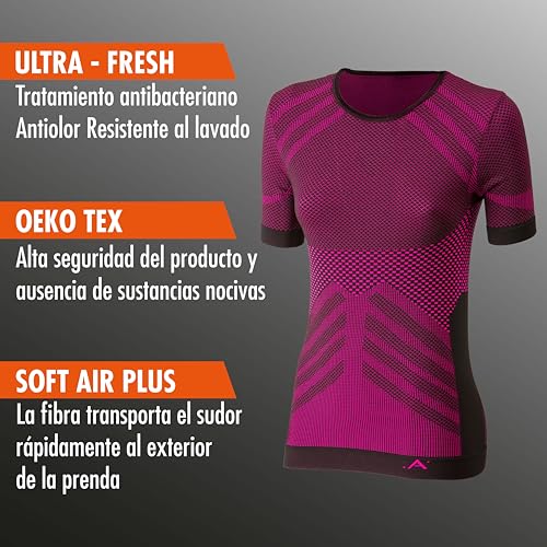 Risalti Camiseta Térmica Mujer Manga Corta Energy - Elástica y Transpirable, Ropa Interior Sin Costuras - Made in Italy