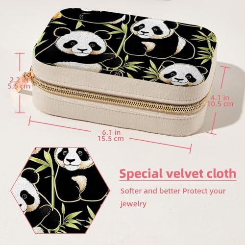 Boîte à bijoux spacieuse panda double couche de rangement nomade - 6