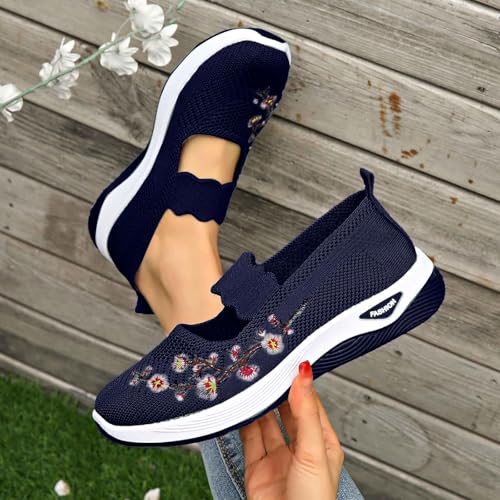 Chaussures décontractées pour femmes brodées baskets légères en toile taille 43
