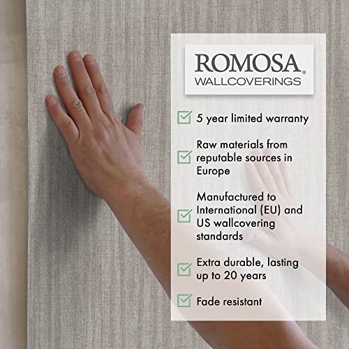 Premium Paper Backed Vinyl Wall Covering - Modern Decor Wallpaper Roll By Romosa - Textured Wallpaper, Unpasted, Heavyweight, Removable Wallpaper - Shimmering, Polished Silver - Double Roll #TOP7