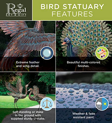 Regal Art & Gift Standing Egret | Durable, Elegant, Realistic Garden, Home Decor & Lawn Ornament, Metal Garden Statue | Ideal As Patio, Backyard, Outdoor Decor, Gardening Gifts | 34.25” Tall, 3.96 Lbs #TOP1