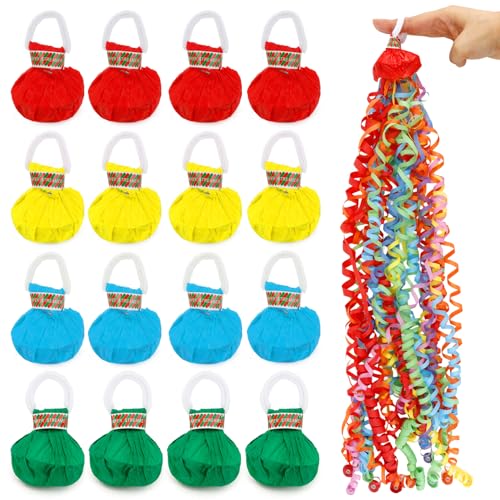 No Mess Streamers 16 Pack Hand Throw Streamers Colorful Party Streamer Poppers No Mess Confetti Poppers Party Poppers for Graduation Birthday Wedding Retirement Celebrations Baby Shower Party Favors