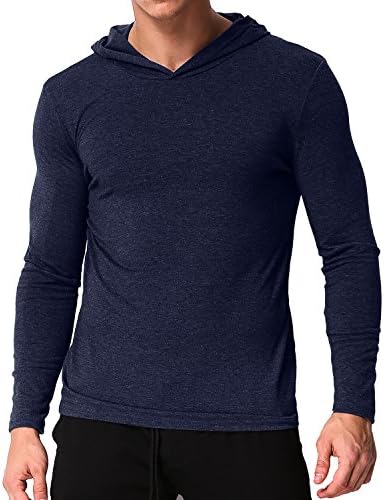 Men's Long Sleeve Pullover Hoodies T Shirt Casual Slim Fit Sweatshirt V Neck Tee Tops