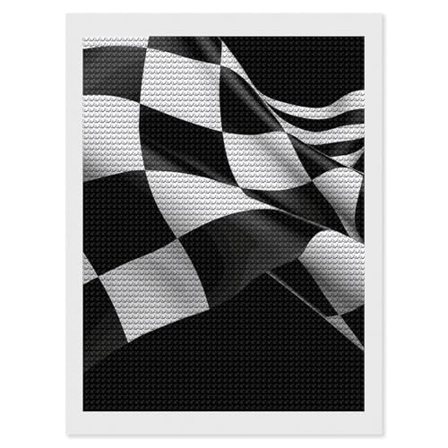 Art diamant adultes complet motif drapeau à carreaux peinture loisir