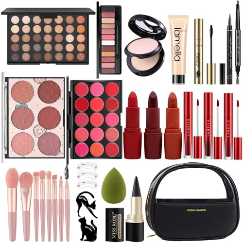 MISS ROSE M All In One Full Makeup Kit,Multipurpose Women’s Makeup Sets,Beginners and Professionals Alike,Easy to Carry (Black)
