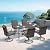 MELLCOM 5 Pcs Outdoor Dining Set, 4 Swivel Rattan Chairs with Cushions & 42'' Round Metal Dining Table with Umbrella Hole, Patio Furniture Set for Porch (7PC - 67''x38'' Rectangular, Grey)