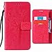 Produktbild Ougger Handyhülle für Wiko Lenny 3 Hülle Tasche, Baum Katze Druck BriefHülle Tasche Schale Schutzhülle PU Leder Weich Magnetisch Stehen Silikon Flip Cover mit Kartenslot (Rose Rot)