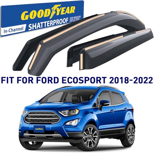 Goodyear Shatterproof in-Channel Window Deflectors for Ford EcoSport 2018-2022, Rain Guards, Window Visors for Cars, Vent Deflector, Car Accessories, 4 pcs. - GY007902 by Goodyear - Image 2
