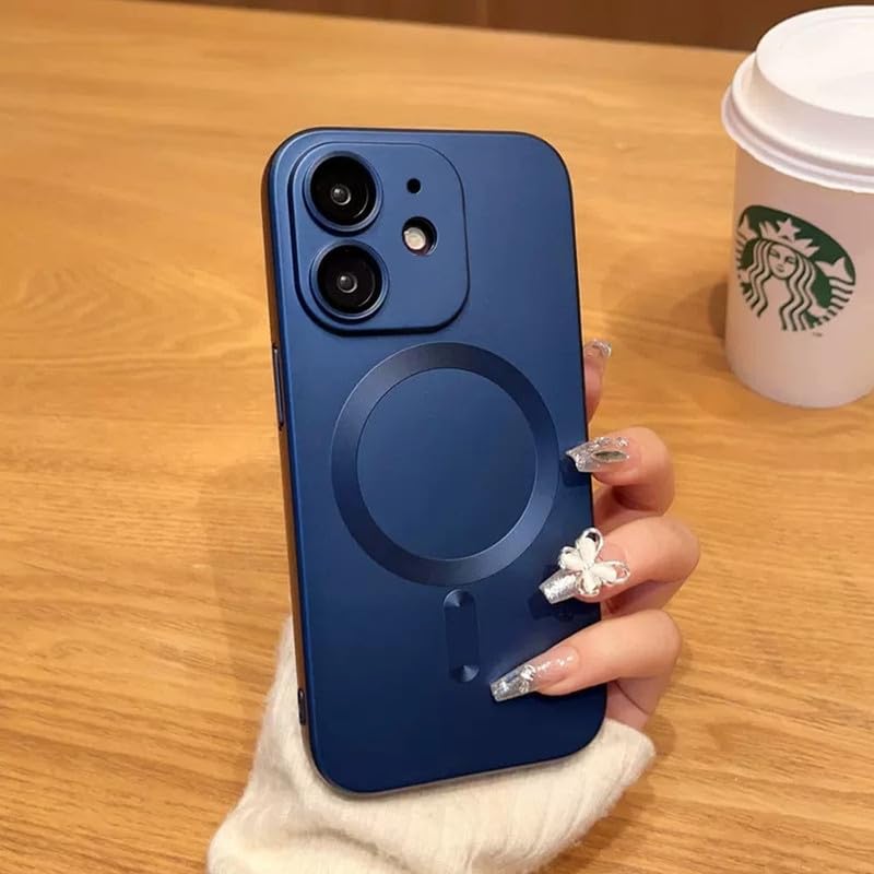 Image of LuxuryKase Premium MagSafe Case for iPhone 12 | Shockproof & Anti-Scratch Cover | Soft Silicone with Wireless Charging | Camera Lens Guard - Blue