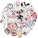 PNGIF Aesthetic Bookish Sticker Set 50 Stück, Wasserfeste Anime Aufkleber für Laptop Journal Kindle Koffer MacBook Motorrad Helm Scrapbook, Rosa Kawaii Lesen Sticker für Mädchen und Frauen
