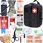 IFAK Kit de trauma avec Tourniquet. bandage israélien. Combinaisons de gaze comprimée pour les bandages de contrôle des hémorragies pour le camping, la chasse, la randonnée (noir)