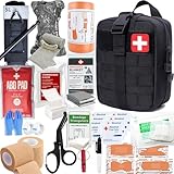 IFAK Trauma kit with Tourniquet | Vented chest seal | Israeli bandage | compressed gauze | bleeding control bandages for Tactical First Aid Kit camping, hunting, hiking (Black)