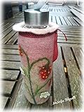wollmantel schwarz  Umfilzte Trinkflaschen aus Glas Design Erdbeere, Erdbeerranke*Trinkflasche umfilzt*Filzflasche*Glasflasche im Filzmantel*