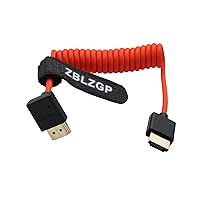 Vista 51 de Cable HDMI en espiral 8K ángulo derecho izquierdo tipo A HDMI 2.1 Cable para cámaras Sony Canon R5 Nikon Blackmagic Pocket Cinema