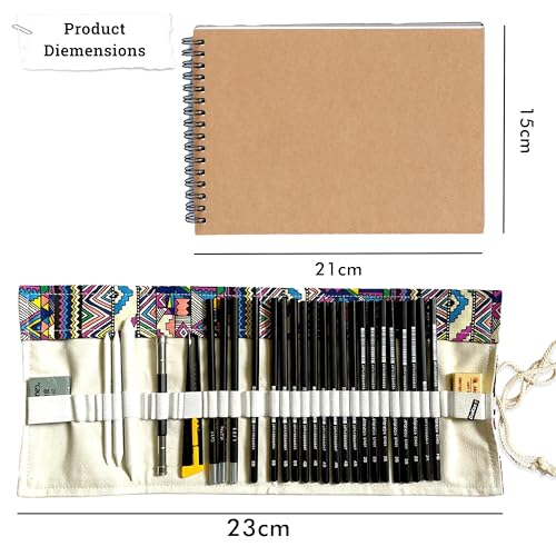 Image of DaKos Sketch Pencil Set - Drawing Pencil Set and Shading Pencil Set for Artists, with A5 Drawing Sketch Book, Perfect Sketching Kit of Charcol Pencil and Shading Art (30 Pieces)