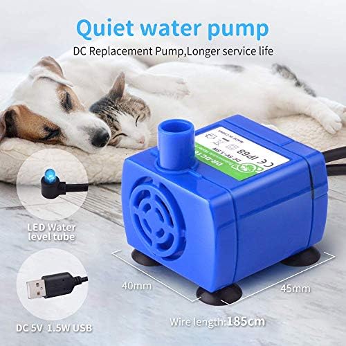 Ecoastal Cat Water Fountain 2.4L,Dog Drinking Fountain with LED Window,Pet Supplies Automatic Water Dispenser with Two Replacement Filters