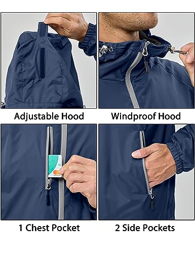 Little Donkey Andy Men’s Lightweight Windbreaker Jacket Breathable Windproof Hooded Wind Coat Hiking Running Golf Travel4
